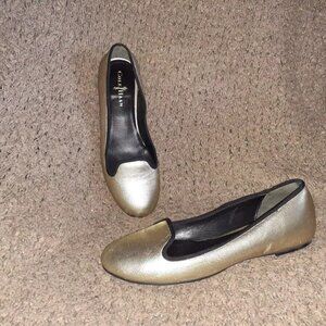 COLE HAAN-Air Morgan Slipper-Ballet Flat-Gold Metallic Canvas-Sz 8.5B-Excellent